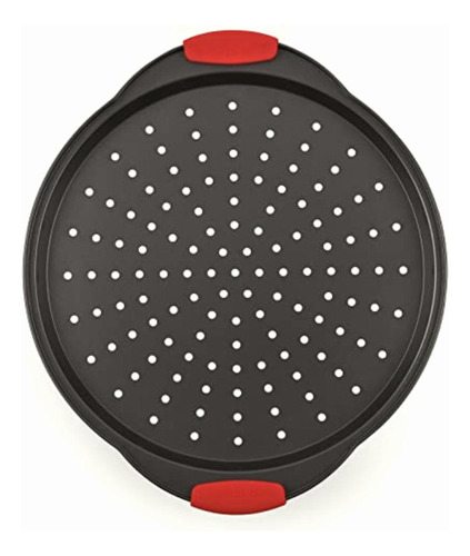 Non-stick Pizza Tray With Silicone Handle, Round Steel