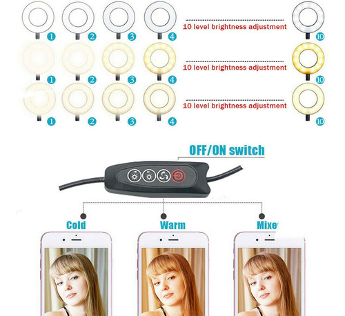 Led Selfie Anillo De Luz Teléfono Soporte Flexible Lámpara V