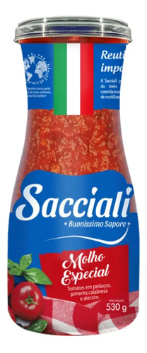 Molho de tomate Sacciali sem glúten 530 g