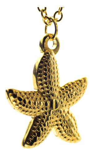Imagen 1 de 3 de Cadena Con Dije De Estrellita D Mar Acero Dorada