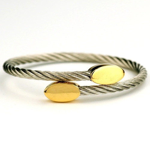 Pulseira Feminina Bracelete Aço Banhada Em Ouro 18k