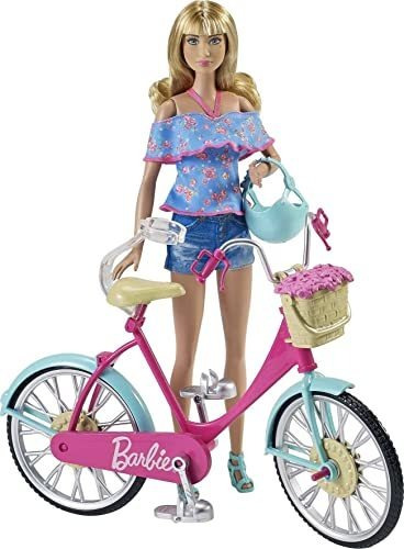 Carro A Control Barbie Bicicleta Con Cesta De Flores