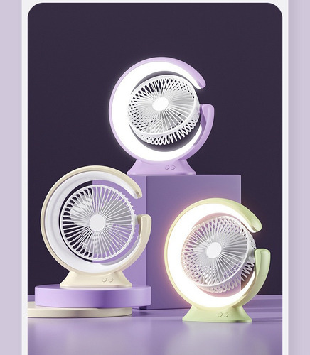 Ventilador De Escritorio Lámpara De Mesa Luna Carga Usb