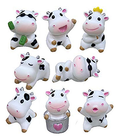 8 Minifiguras De Vaca Con Forma De Vaca En Miniatura Fairy G