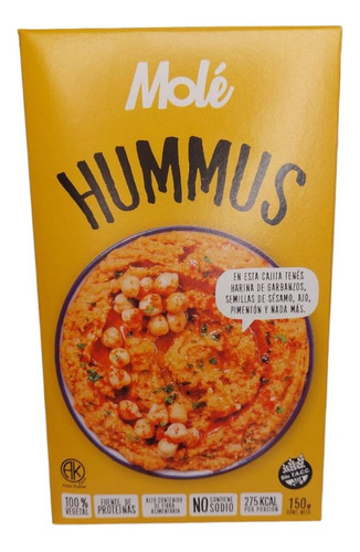 Hummus Mole - 100% Vegetal - Kosher - Pack X2 Unidades