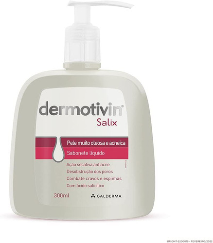 Dermotivin Salix sabonete líquido facial para acne 300mL