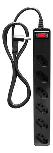 Iclamper Energia 6 Tomadas Filtro de Linha com Proteção Contra Surtos Elétricos DPS 1,5m Preto