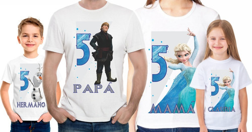 Kit 4 Playeras Personalizadas De Frozen Para Fiesta