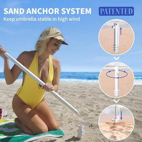 Sombrilla De Playa Para Arena, Resistente Al Viento, 6.5ft. Color Nombre Del Diseño