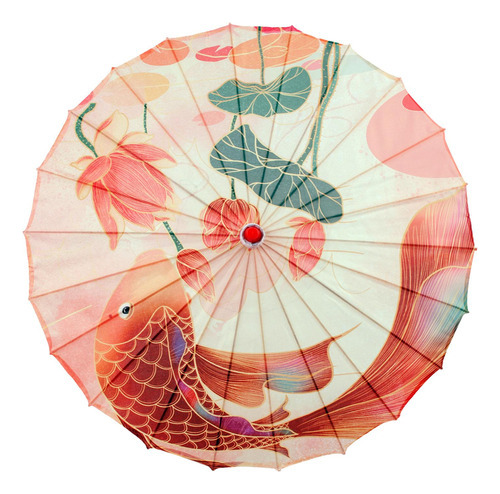 Sombrilla De Danza Clásica Para Fotos, Diseño De Koi, Bambú,