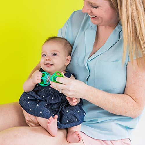 Sonajero Texturizado Transparente Para Bebe Con Cuentas Colorido Liso