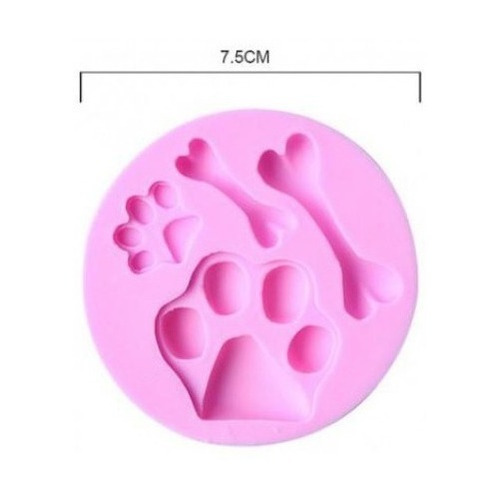 Imagen 2 de 3 de Molde Silicona Chico Huella Hueso Perro Chocolate