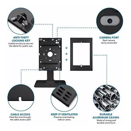 Mount-It! Soporte para iPad, soporte universal seguro para tableta, quiosco  POS, bloqueo para tableta, encimera, soporte para iPad para escritorio