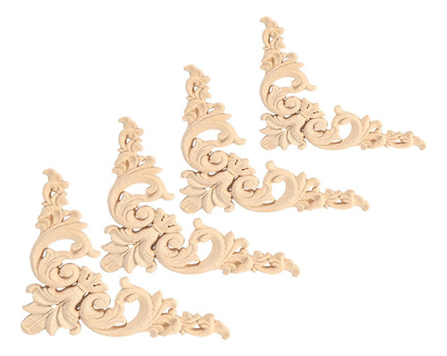 Muebles De Apliques De Esquina De Madera De Goma De 4 Piezas