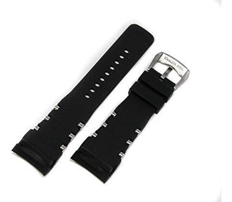 Leyenda Suiza 26 Mm Negro Reloj De Goma De Silicona Correa D