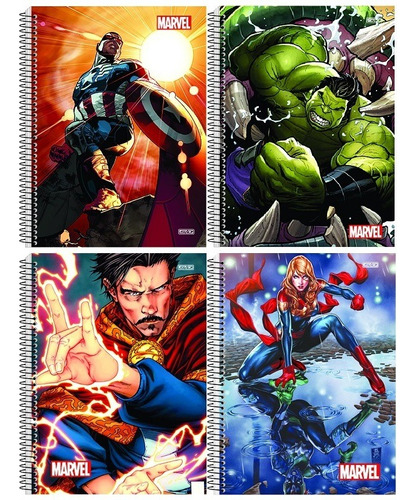 Kit 2 Caderno Marvel Now Espiral Vingadores 80 Fls Marvel