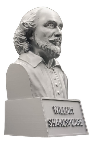 Escultura Busto William Shakespeare Escritor Ingles Cor Prateado