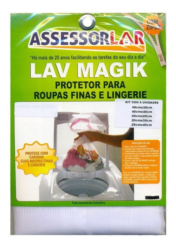 Saco Para Lavar Roupas Lav Magik Com Zíper 20x25 Cm