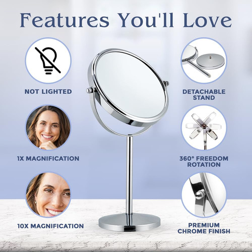 Espejo De Maquillaje Mirrorvana Con Aumento De 10 Aumento...
