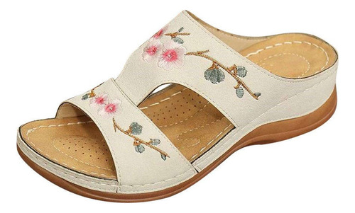 Sandalias Informales Huecas Con Tacón De Cuña For Mujer, Co