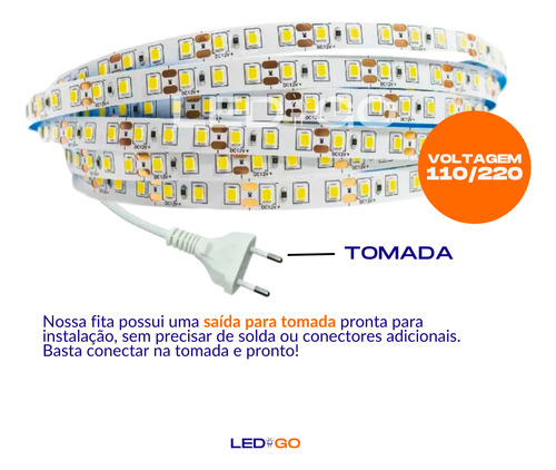 Fita Led 2835 Direta Branco 120 Leds 5 Metros Rolo Sem Fonte Luz Branco-neutro Tensão de operação 12V 127/220V