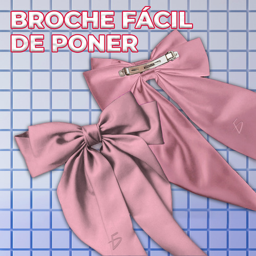 Moño Gigante Brillante 40cm Acabado Fino Clip Para Cabello Color Rosa Ele-Gate