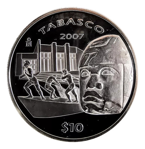 10 Pesos Estado Tabasco 2da Fase Plata Proof 2007