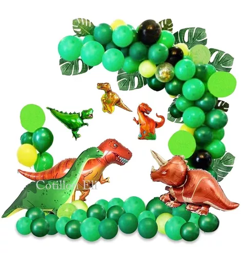 Set Globos Metálico Dinosaurio Fuego Cotillon Dinosaurio - Cotillón