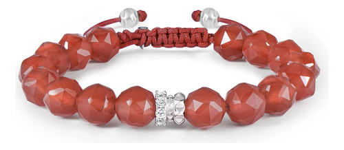 Awnl Brazalete De Abalorios Con Cordón Tejido De Ágata Roja 