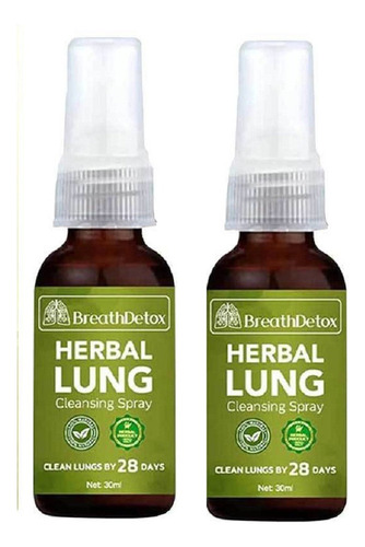 2 Breathdetox Spray Limpiador Pulmonar A Base De Hierbas