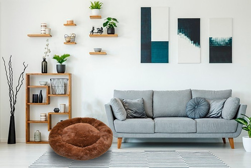Cama Antiestrés Para Perro Chico 60cm Relajante Y Suave Color Café