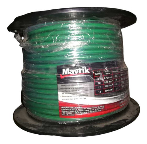 Cable #14 50 Mts +/- Verde Mavrik 5971 Mavrik