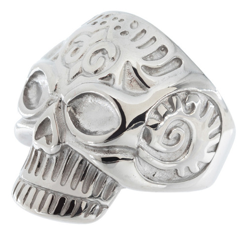 Anillo Calavera Liso Acero Quirúrgico Mexicana Hombre