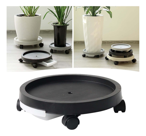 Soporte Rodante Para En Maceta Con Ruedas, Negro 29,3 Cm.