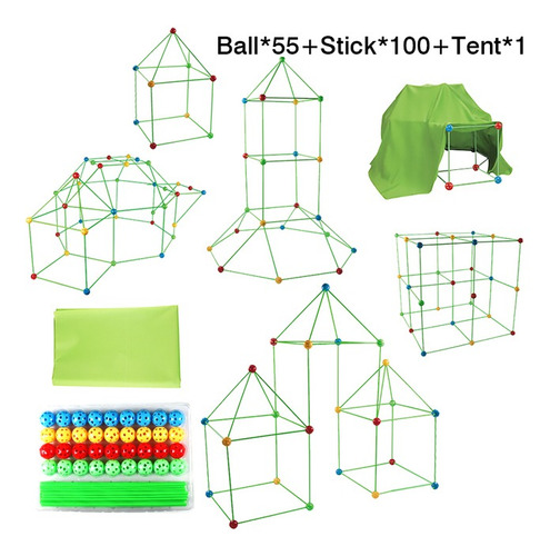 155pc Childs Construção Edifícios Castelos Túneis Tendas Kit