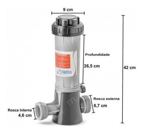Dosador De Cloro Automático Nautilus Para Piscinas E Poços