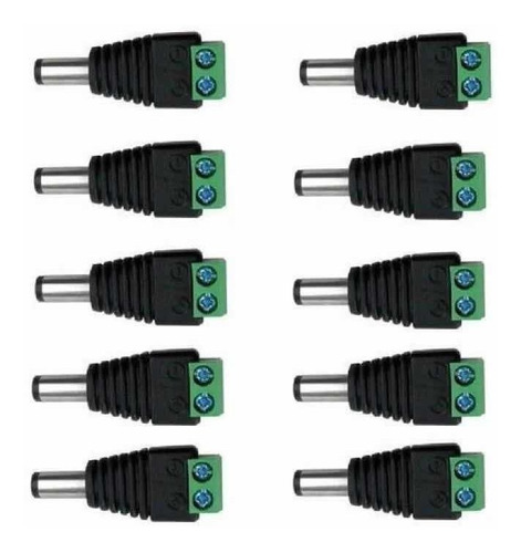 Pack Conector Macho De Poder Dc Cámaras 10 Unidades