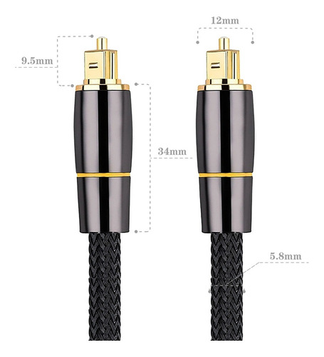 Imagen 6 de 8 de Cable De Audio Óptico Toslink De La Fibra De Hifi 5.1 Digita