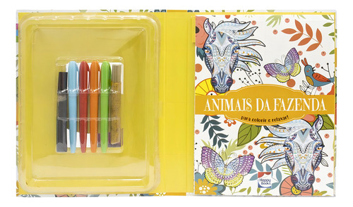 Book My Brilliant Art Therapy Superbook Animals from the Farm de Brijbasi Art Press, editorial Happy Books, tapa dura en portugués, 2022.