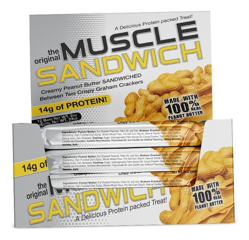 Barra De Proteina Muscle Sandwich Muscle Foods Peanut Butter