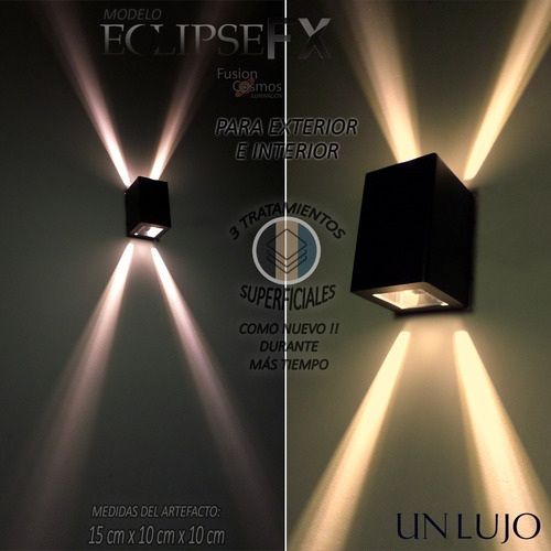 Imagen 5 de 10 de Aplique Pared Exterior 20 Efectos Bidireccional Pack X20unid