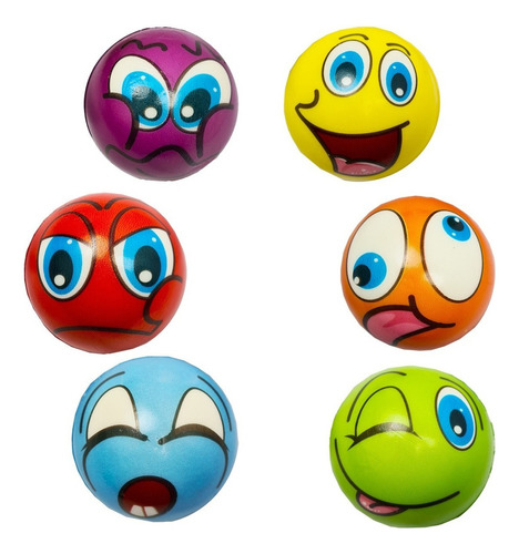 Kit 12 Bolinhas Bola Macia Emoji Emoticons Anti-stress Cor Colorido