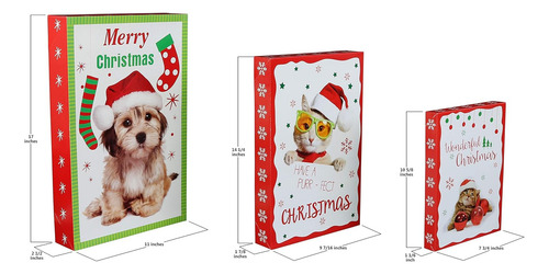 Cajas De Regalo Impresas Iconicas Para Navidad, Santa Paw...