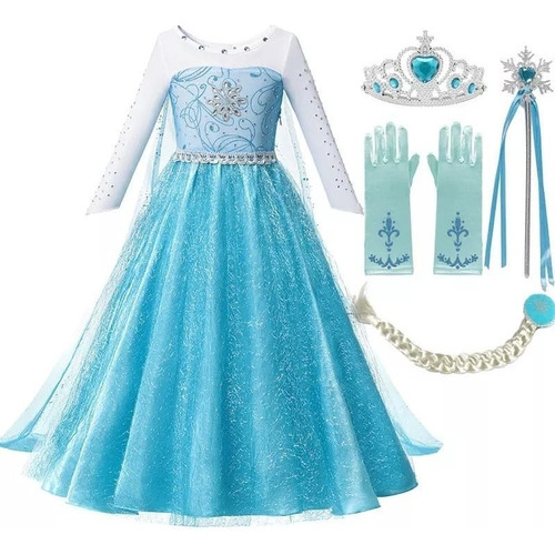 Vestido Elsa Frozen Princess Y Accesorios
