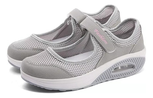 Zapatos De Malla De Talla Grande Con Velcro Casual De Mujer