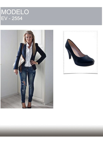 Imagen 4 de 10 de Zapatos Cerrado Negro Moda Tacón Perfecto Mujer