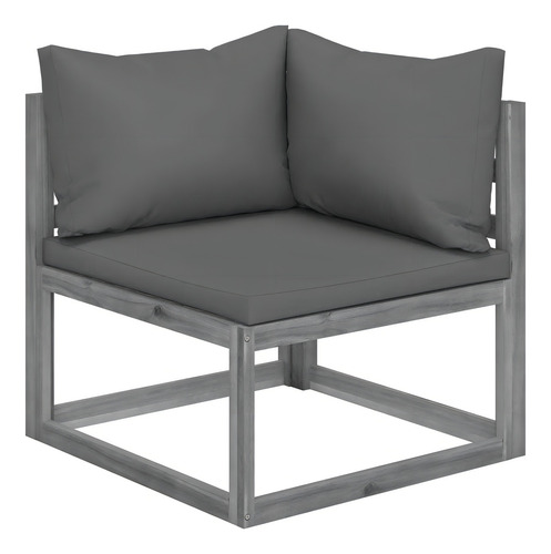 Sala Lounge De Jardín De 6 Pza De Madera De Acacia M3 Color Gris