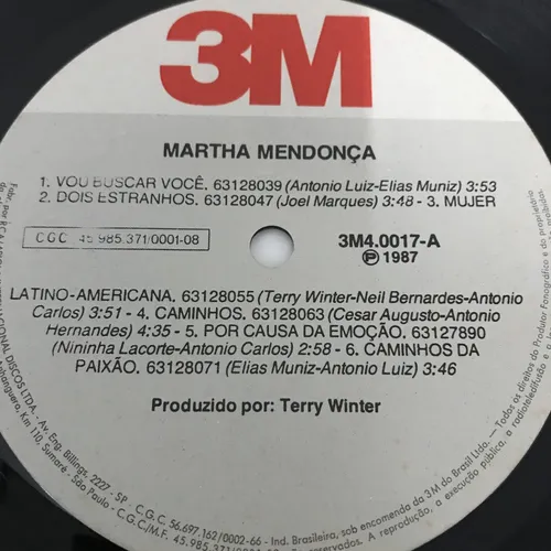 Lp Martha Mendonça - 1987 | MercadoLivre