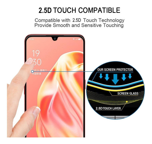 Oppo A91 9h Superficie Dureza 2.5d Pegamento Completo