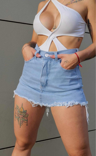 Short Pollera Jeans Tiro Alto Calce Perfecto Calidad Premiun